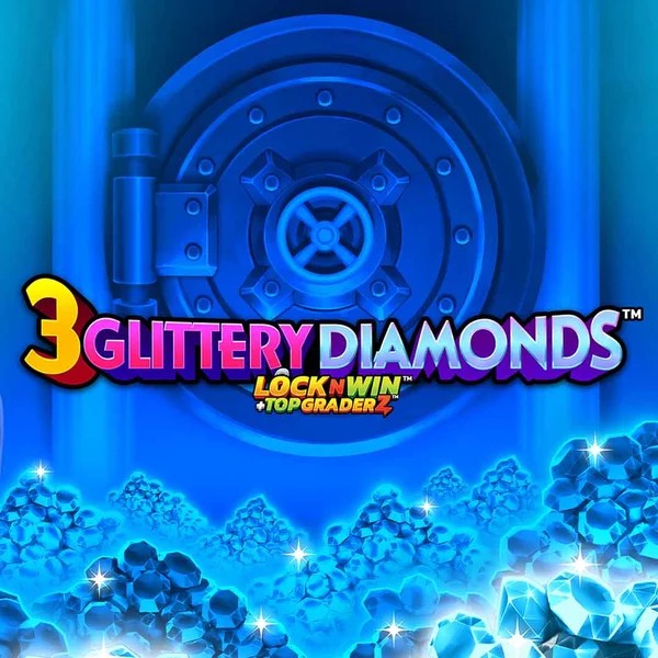 Official Slots logo: 3 Glittery Diamonds by PearFiction Studios at Hollywin Casino