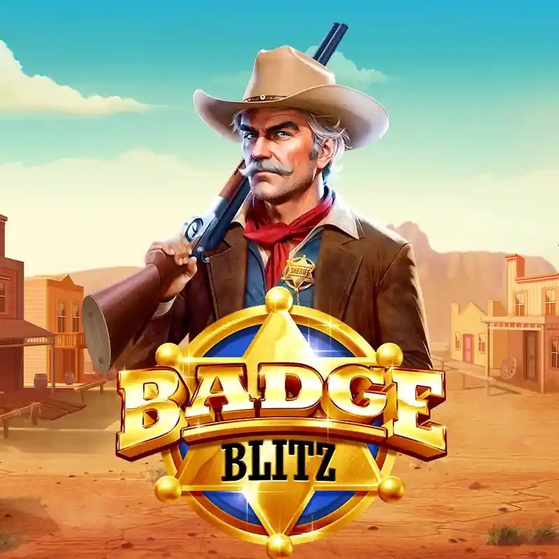Badge Blitz slot logo by Pragmatic Play at Hollywin Casino