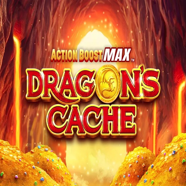 Slots logo of Action Boost Max Dragon's Cache from SpinPlay Games at Hollywin Casino