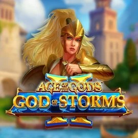 Age Of The Gods: God Of Storms 2 slot logo by Playtech at Hollywin Casino