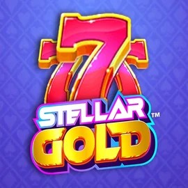 Stellar Gold slot logo by Snowborn Games at Hollywin Casino